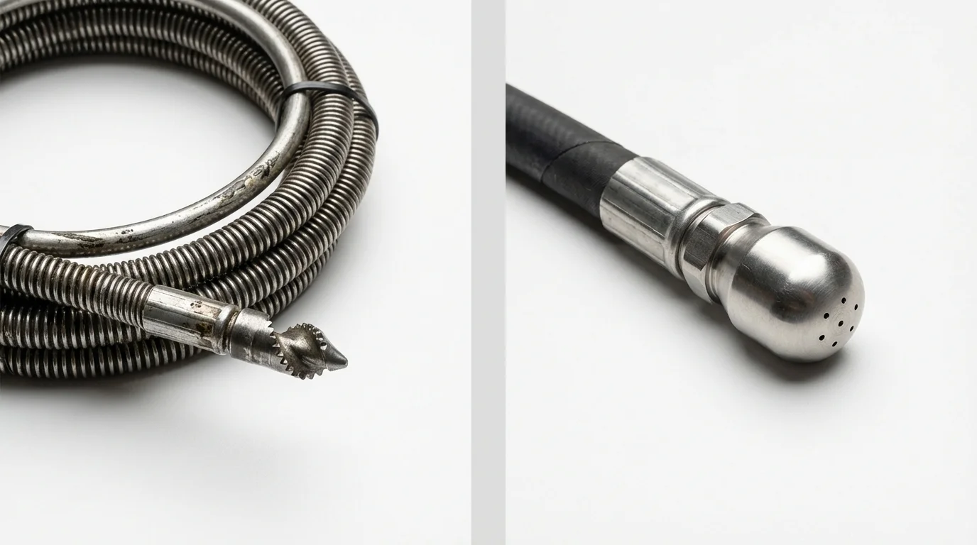 Drain snake cable and hydro jetting nozzle used for drain cleaning in Mount Holly Springs, PA
