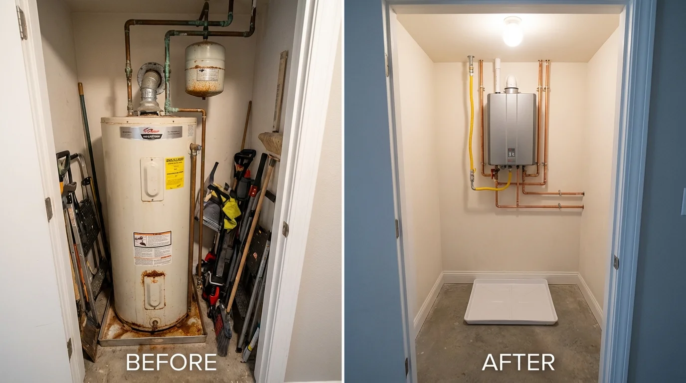 Tank water heater versus wall-mounted tankless unit comparison for Mount Holly Springs, PA homeowners