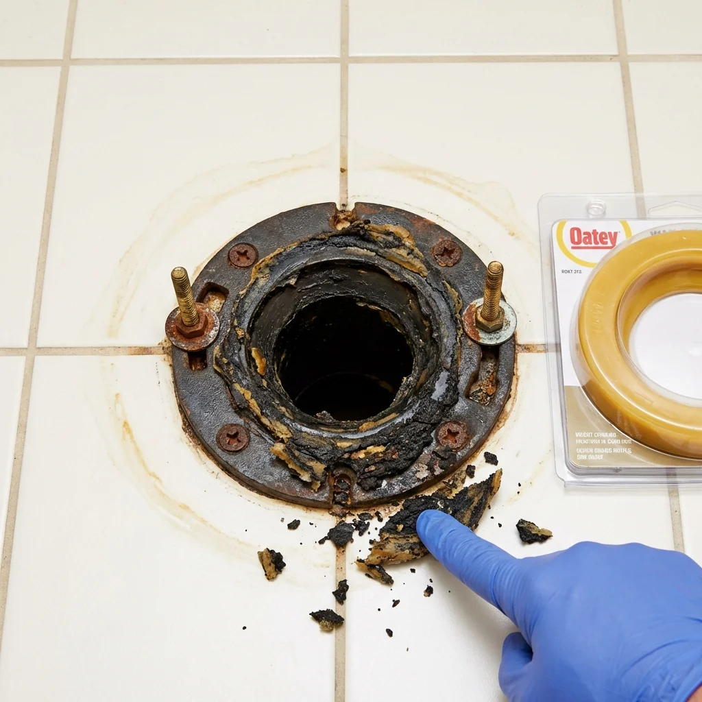 Failed wax ring showing water seepage at the base of a toilet in a Mount Holly Springs, PA home